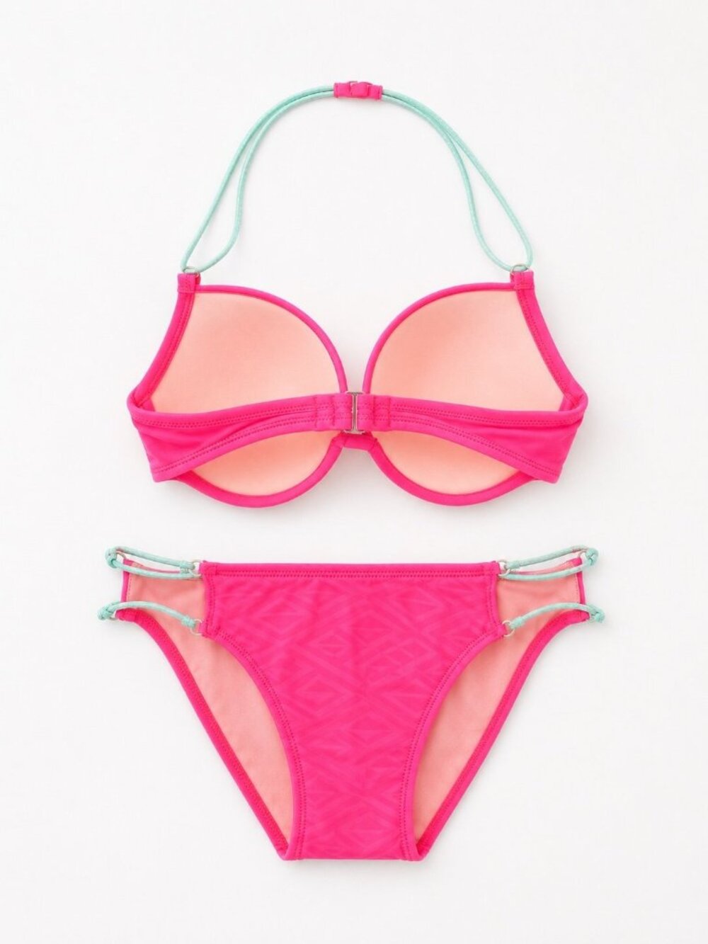 Victoria's Secret Knockout Bikini Set 34DD M Neon Pink Y2K - Picture 2 of 4
